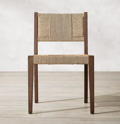 Finitura natural Nitrolacquer Madera sólida tejida de cordón silla de comedor de roble para restaurante o reposabrazos de diseño japonés moderno