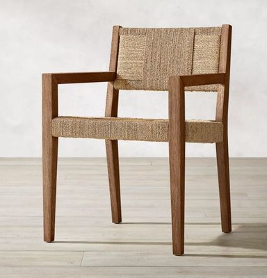 Finitura natural Nitrolacquer Madera sólida tejida de cordón silla de comedor de roble para restaurante o reposabrazos de diseño japonés moderno