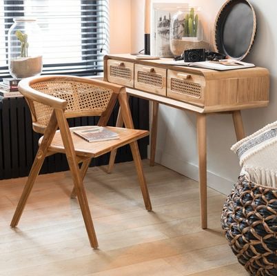 Muebles de sala de estar estilo japonés Tejido de madera maciza de ratán silla de comedor simple con diseño moderno