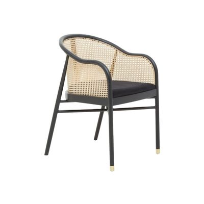 Silla elegante simple de cuero de PU / tela y ratán comedor Muebles de sala de estar Restaurante tapa estilo japonés silla de madera moderna