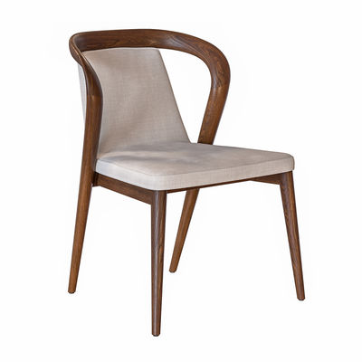 Blanco/marrón diseño nórdico Moderno Muestra sillas de restaurante de madera sólida silla de comedor de cuero PU