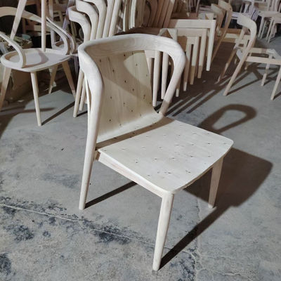 Blanco/marrón diseño nórdico Moderno Muestra sillas de restaurante de madera sólida silla de comedor de cuero PU