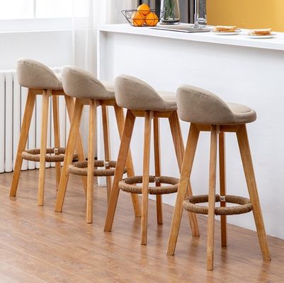 Cuadro de ceniza desmontable Bares de lujo sillas de estilo Tejido/cuero de PU silla de madera moderna taburete de bar para muebles comerciales