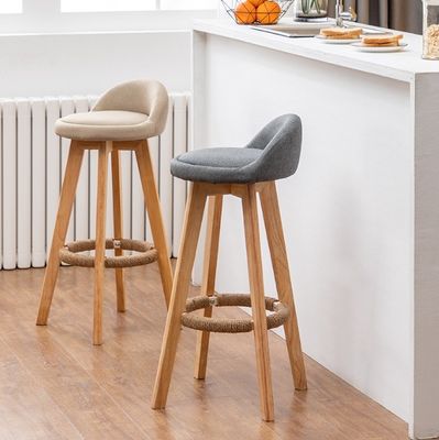 Cuadro de ceniza desmontable Bares de lujo sillas de estilo Tejido/cuero de PU silla de madera moderna taburete de bar para muebles comerciales