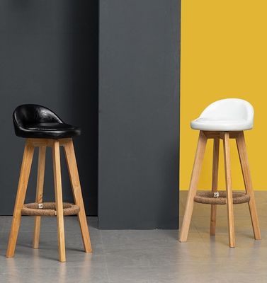 Cuadro de ceniza desmontable Bares de lujo sillas de estilo Tejido/cuero de PU silla de madera moderna taburete de bar para muebles comerciales