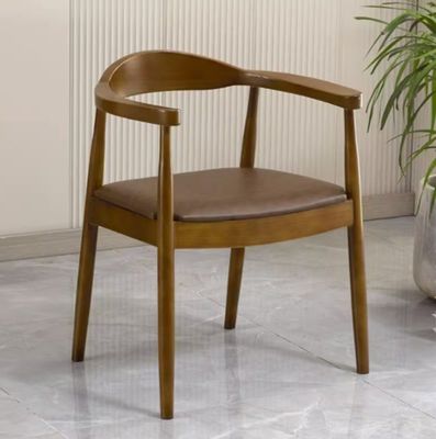 Color personalizado Silla de comedor de madera sólida nórdica moderna Silla de cuero de marco de madera de madera Silla de madera Muebles de sala de estar