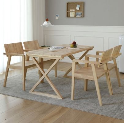 Silla de comedor de diseño japonés moderna silla de restaurante de madera sólida con reposabrazos y material de cubierta de madera de caucho