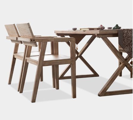 Silla de comedor de diseño japonés moderna silla de restaurante de madera sólida con reposabrazos y material de cubierta de madera de caucho
