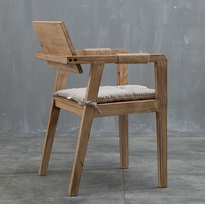 Silla de comedor de diseño japonés moderna silla de restaurante de madera sólida con reposabrazos y material de cubierta de madera de caucho