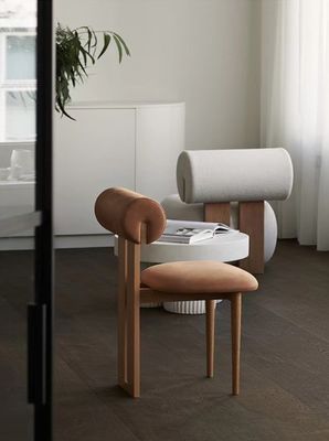 Material de cubierta de terciopelo / lana de cordero asiento blando silla de comedor silla para el hogar muebles salón y hotel diseño de muestra moderna