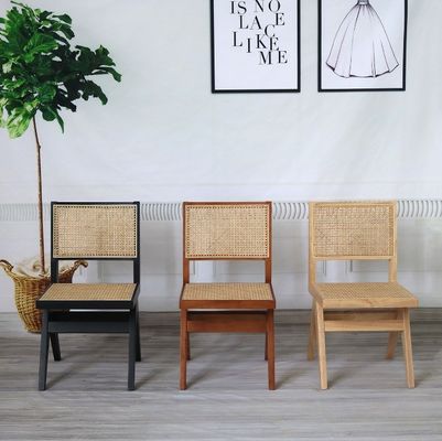 Salón moderno de madera sólida simple Rattan respaldo silla de comedor para el salón Muebles de madera de caucho