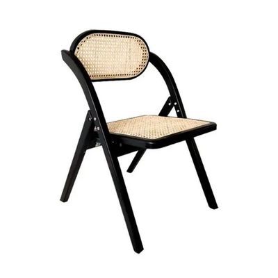 General Muebles para el hogar Robusta silla plegable de estilo francés moderno con espalda de rotín silla de comedor de madera sólida silla plegable