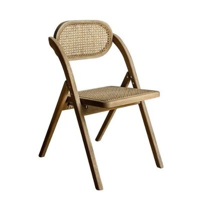 General Muebles para el hogar Robusta silla plegable de estilo francés moderno con espalda de rotín silla de comedor de madera sólida silla plegable