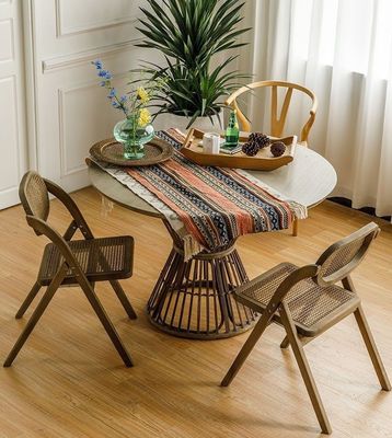 General Muebles para el hogar Robusta silla plegable de estilo francés moderno con espalda de rotín silla de comedor de madera sólida silla plegable