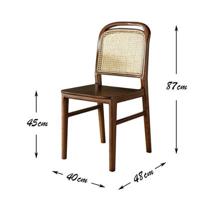 Muebles de sala de estar acabado Nitrolacquer silla de comedor de madera sólida para diseño de ocio de ratán