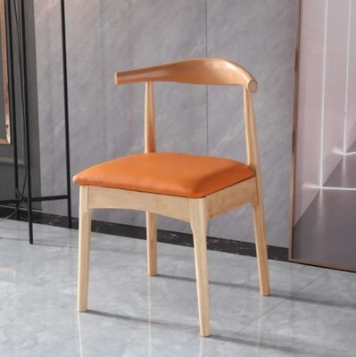 Muebles de comedor de estilo europeo sillas modernas con cuerno de buey y asiento de PU/tejido marco de madera