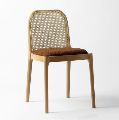 Silla de comedor de lana de cordero / terciopelo W47*D50*H78CM Madera moderna de lujo para muebles de sala de estar