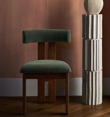 Material de terciopelo verde/lanza de cordero silla de comedor de madera sólida moderna para muebles de sala de estar de lujo