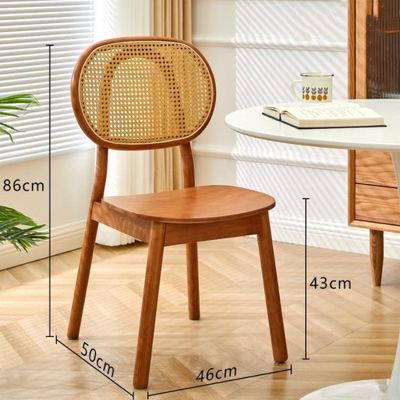 Silla de madera para comedor hecha a mano de origen nórdico silla de mimbre silla de ratán sin cojín silla de jardín silla de sala de estar en tamaño personalizado