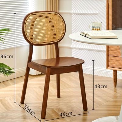 Silla de madera para comedor hecha a mano de origen nórdico silla de mimbre silla de ratán sin cojín silla de jardín silla de sala de estar en tamaño personalizado