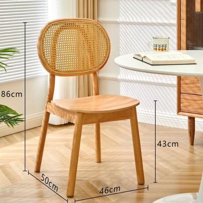 Silla de madera para comedor hecha a mano de origen nórdico silla de mimbre silla de ratán sin cojín silla de jardín silla de sala de estar en tamaño personalizado
