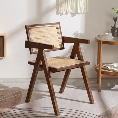 Servicio OEM Aceptado Diseñador de muebles de comedor silla de rattan de madera sólida nórdica con respaldo