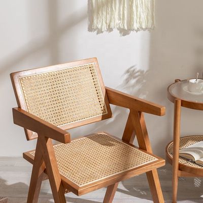 Servicio OEM Aceptado Diseñador de muebles de comedor silla de rattan de madera sólida nórdica con respaldo