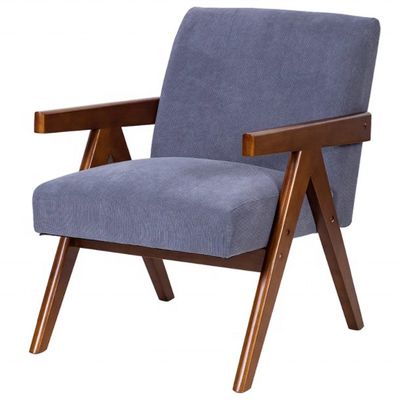 Diseñado de cuero genuino y madera sólida silla de sillón para la practicidad personalizada en la sala de estar