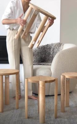 Sillón de madera de roble rojo apilable silla de madera sólida de diseño simple para muebles de comedor