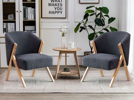 Muebles para el salón de apartamentos silla de madera nórdica moderna con lana de cordero de terciopelo y sofá de madera en diseño de hotel