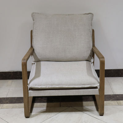 Silla de madera maciza tapizada Silla de descanso para el salón W71*D91*H76cm en marco de roble