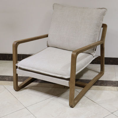 Silla de madera maciza tapizada Silla de descanso para el salón W71*D91*H76cm en marco de roble