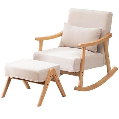Muebles de estilo para el salón silla mecedora de madera y taburete para relajarse