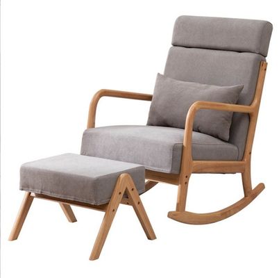 Muebles de estilo para el salón silla mecedora de madera y taburete para relajarse