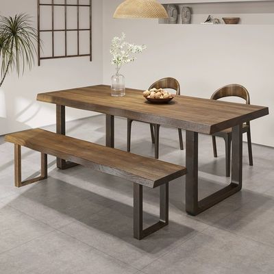 Asiento de lujo japonés Muebles de comedor Mesa rectangular de madera maciza Mesa de comedor sin villa plegada para villa