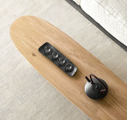 Mesa de café de madera nórdica moderna para sala de estar sin plegado en color nuez