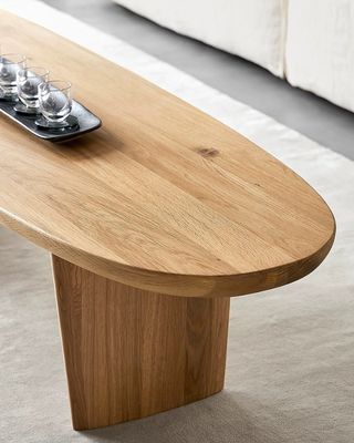 Mesa de café de madera nórdica moderna para sala de estar sin plegado en color nuez