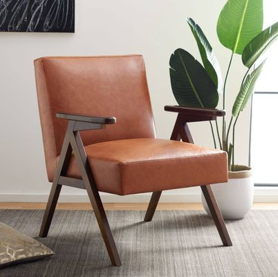 Casa Muebles Silla personalizada Silla de madera maciza con diseño y tela / cuero de PU
