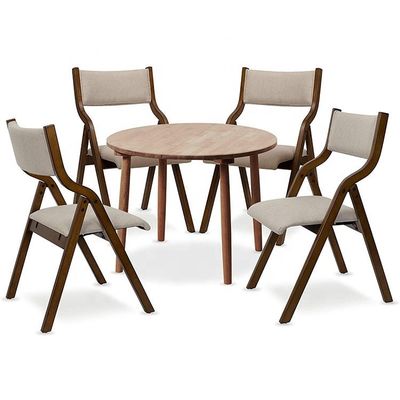 NC/PU Pintura acabado Piernas de madera Tejido Revestimiento tapizado Silla plegable para restaurantes
