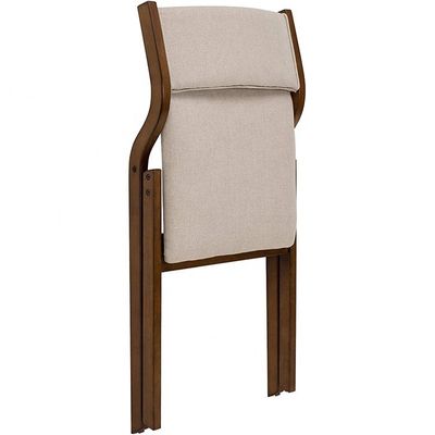 NC/PU Pintura acabado Piernas de madera Tejido Revestimiento tapizado Silla plegable para restaurantes