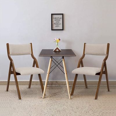 NC/PU Pintura acabado Piernas de madera Tejido Revestimiento tapizado Silla plegable para restaurantes