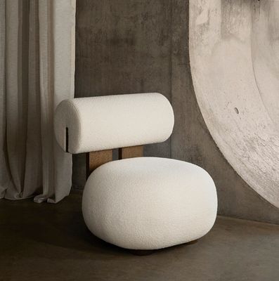 Silla de sala de estar con pierna de madera creativa estilo moderno de ocio de madera silla de sofá simple de lana de cordero W70*D81*H71CM