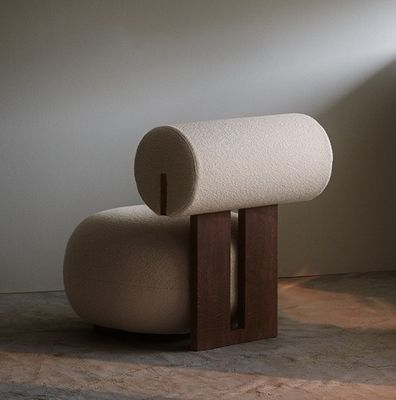 Silla de sala de estar con pierna de madera creativa estilo moderno de ocio de madera silla de sofá simple de lana de cordero W70*D81*H71CM