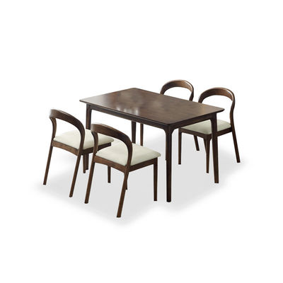 Moderna mesa de comedor y silla de madera nórdica con marco de madera de caucho para oficina en el hogar