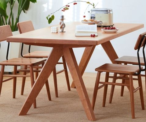 Tablas y sillas de madera sólida para restaurantes de madera rectangular Conjunto de mesa de comedor en diseño moderno