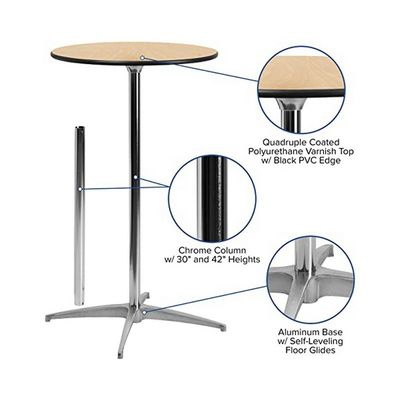Mesas de madera alta Bar de cócteles Mesa plegable comedor con acabado de madera sólida Nitrolacquer