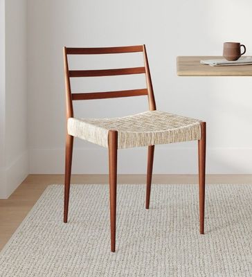 Embalaje de correo silla de ocio de cordón tejido nórdico para comedor silla única de madera antigua moderna