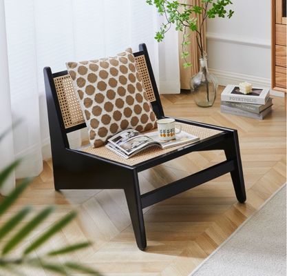Diseño moderno Sillones de salón de ocio Muebles de madera Sillones de sala de estar con marco de roble natural Sillón de madera de ratán