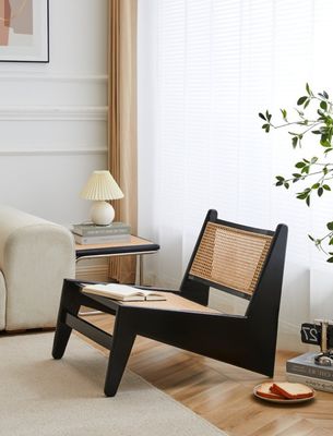 Diseño moderno Sillones de salón de ocio Muebles de madera Sillones de sala de estar con marco de roble natural Sillón de madera de ratán