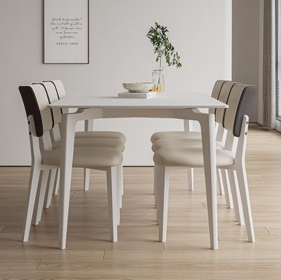 Sillones de comedor de hotel W47*D48*H86CM Morden Nordic PU Sillón de madera de cuero para muebles de comedor tapizado